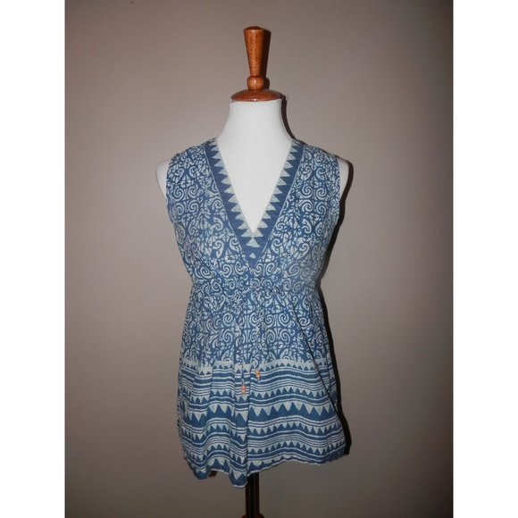 GAP Tops - GAP Top Small Blue Batik Vneck Tank Drawstring